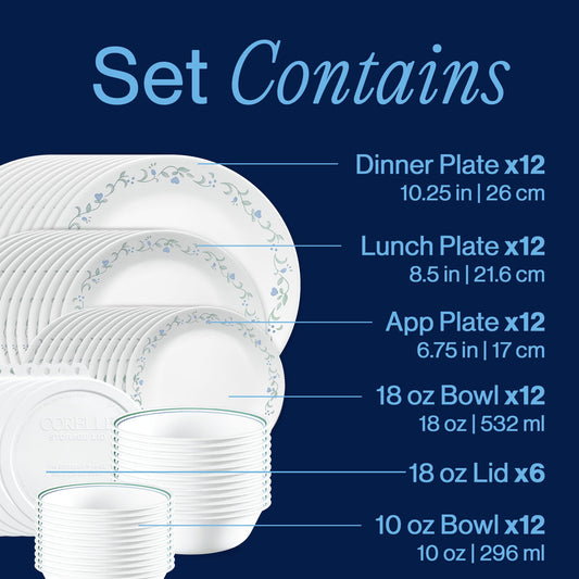 Corelle® Country Cottage 66-piece Dinnerware Set, Service for 12