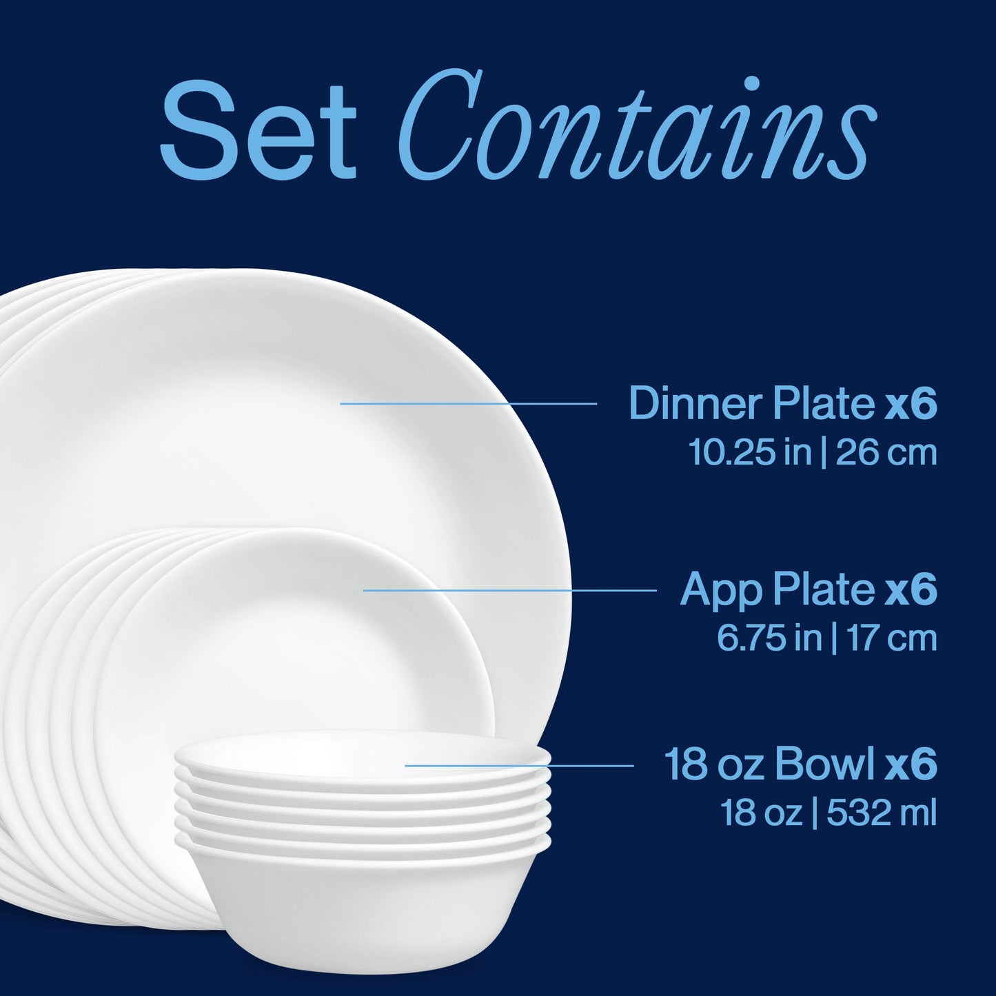 Corelle® Winter Frost White 18-piece Dinnerware Set, Service for 6