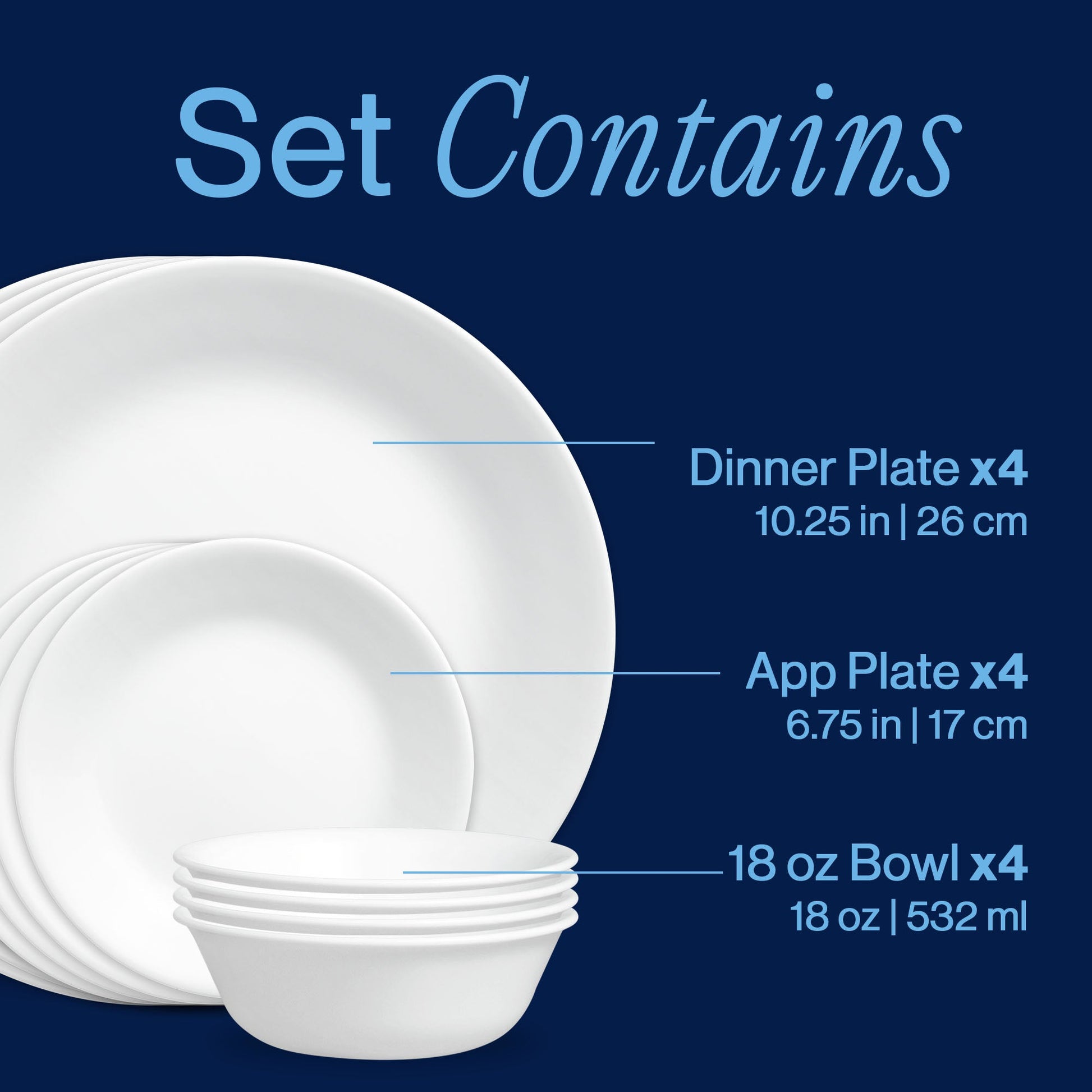 Corelle® Winter Frost White 12-piece Dinnerware Set, Service for 4