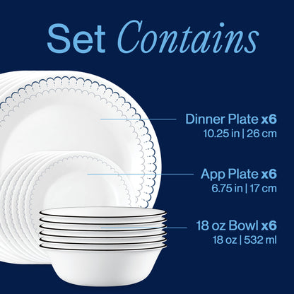Corelle® Caspian Lace 18-piece Dinnerware Set, Service for 6