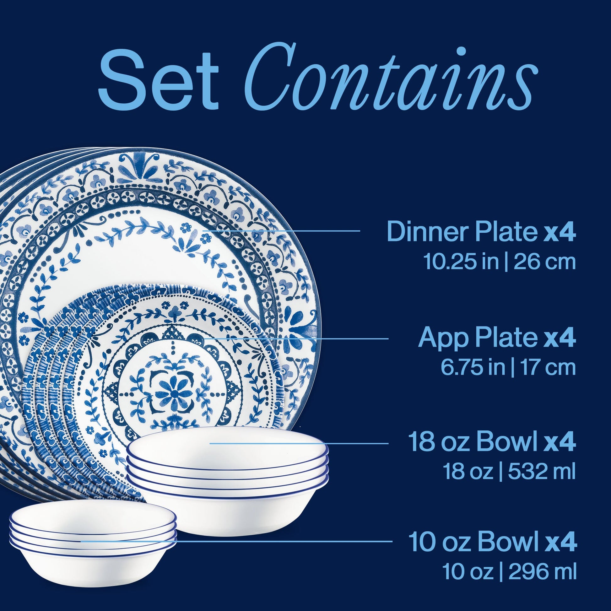 Corelle® Portofino 16-piece Dinnerware Set, Service for 4