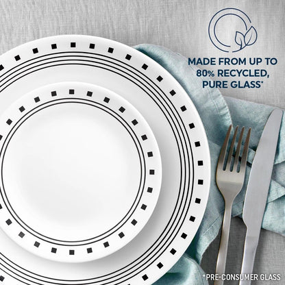 Corelle® City Block 18-piece Mugless Dinnerware Set, Service for 6