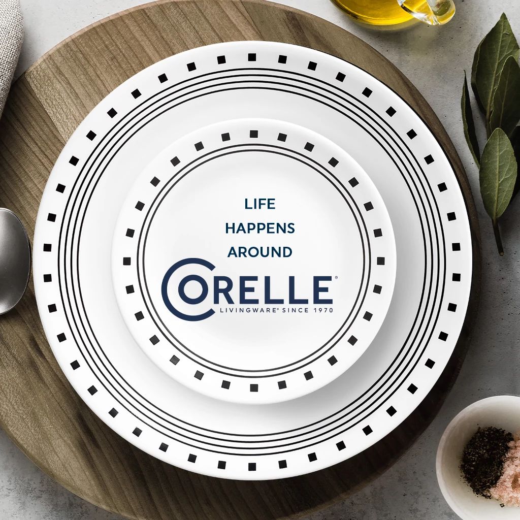 Corelle® City Block 18-piece Mugless Dinnerware Set, Service for 6