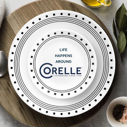 Corelle® City Block 18-piece Mugless Dinnerware Set, Service for 6