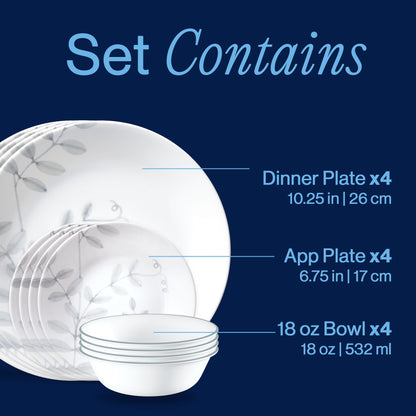 Corelle® Flowing Fern 12-piece Dinnerware Set, Service for 4