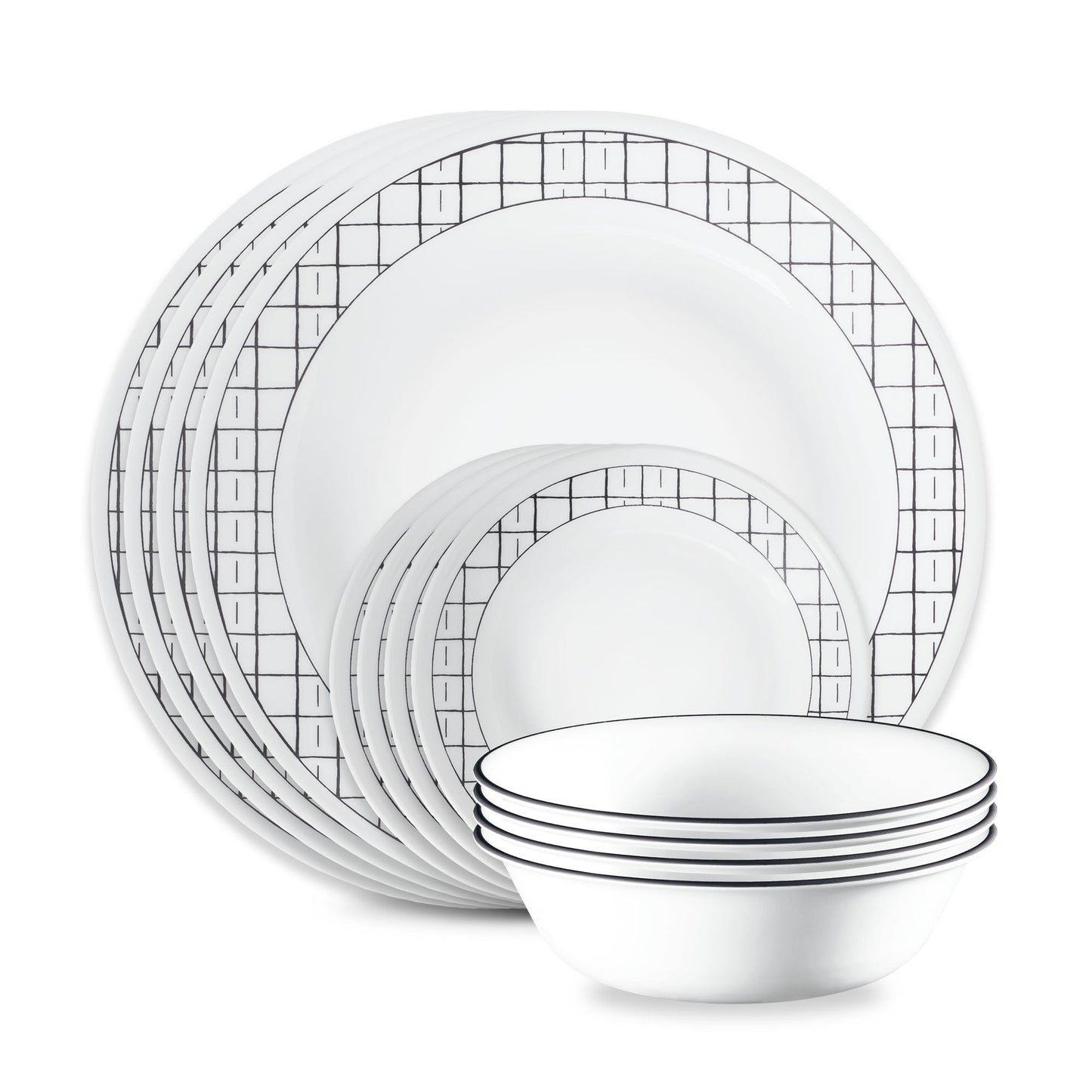 Corelle® Delicate Grid 12-piece Dinnerware Set, Service for 4