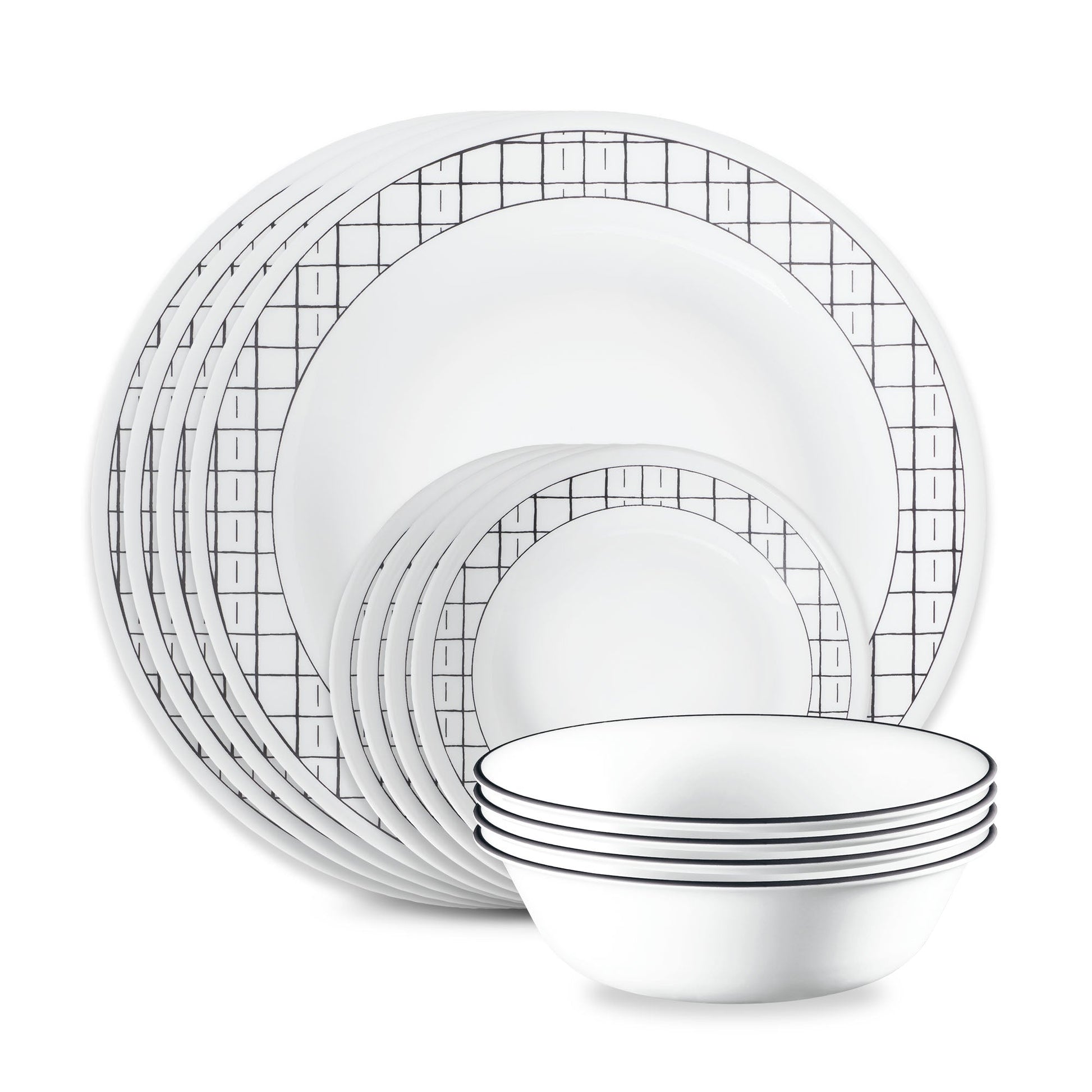 Corelle® Delicate Grid 12-piece Dinnerware Set, Service for 4