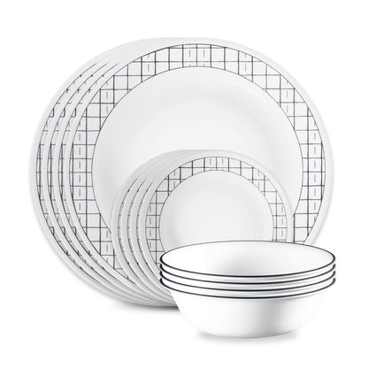 Corelle® Delicate Grid 12-piece Dinnerware Set, Service for 4