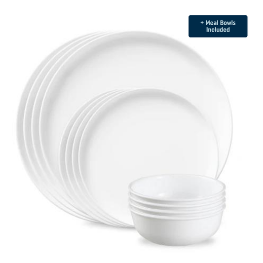 Corelle® Modern Rounds Dinnerware Set – Service for 4 + Meal Bowls