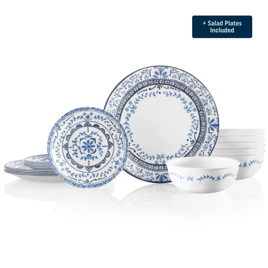Corelle® Portofino Dinnerware Set – Service for 6 + Salad Plates
