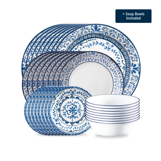 Corelle® Portofino Dinnerware Set – Service for 8 + Soup Bowls