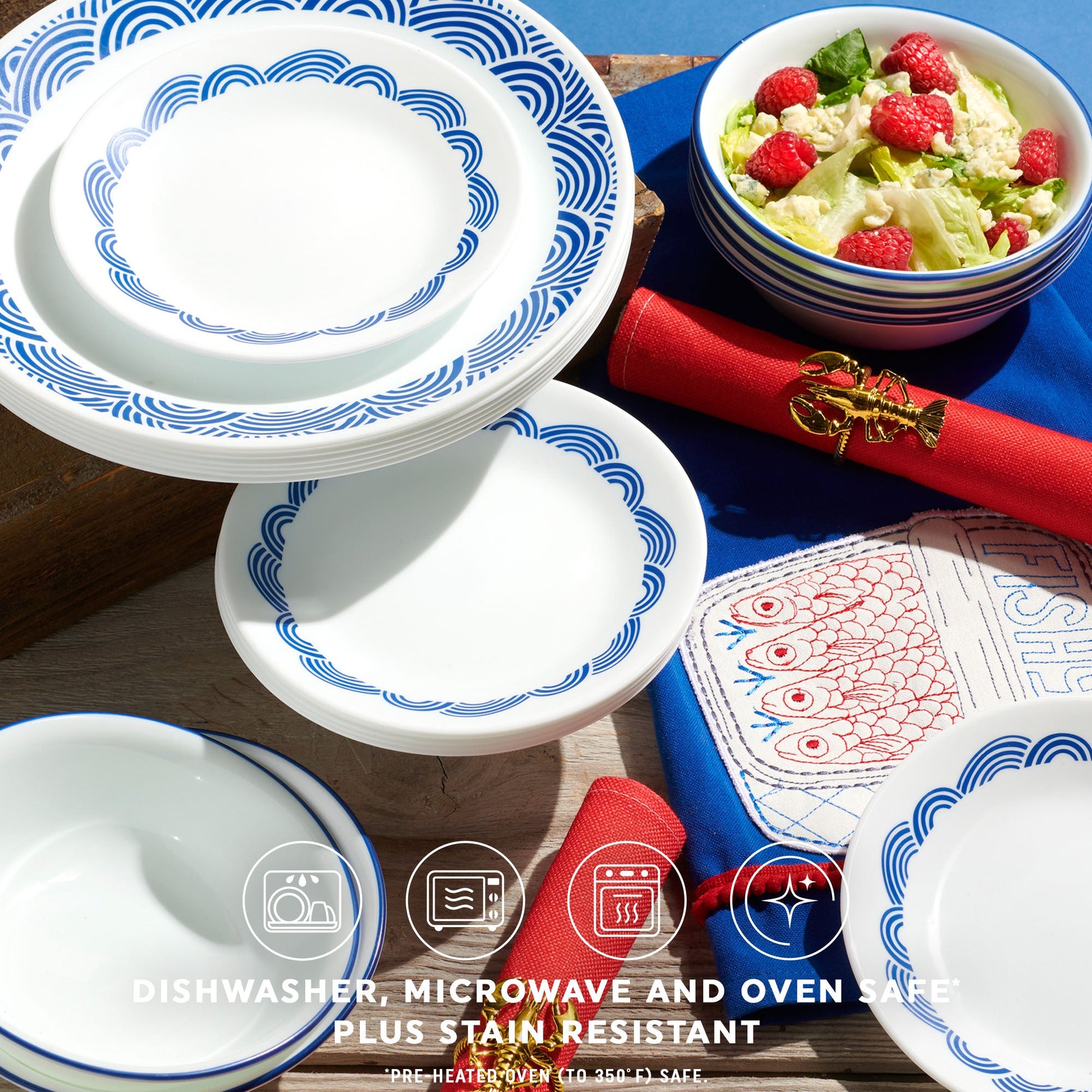 Corelle® Rolling Waves 18-piece Dinnerware Set, Service for 6