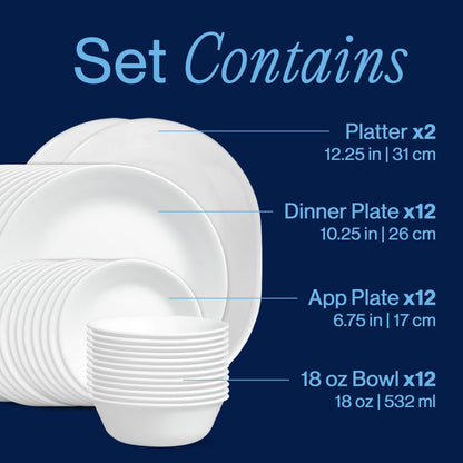 Corelle® Winter Frost White 38-piece Dinnerware Set, Service for 12