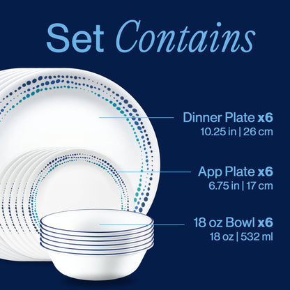 Corelle® Ocean Blues 18-piece Dinnerware Set, Service for 6