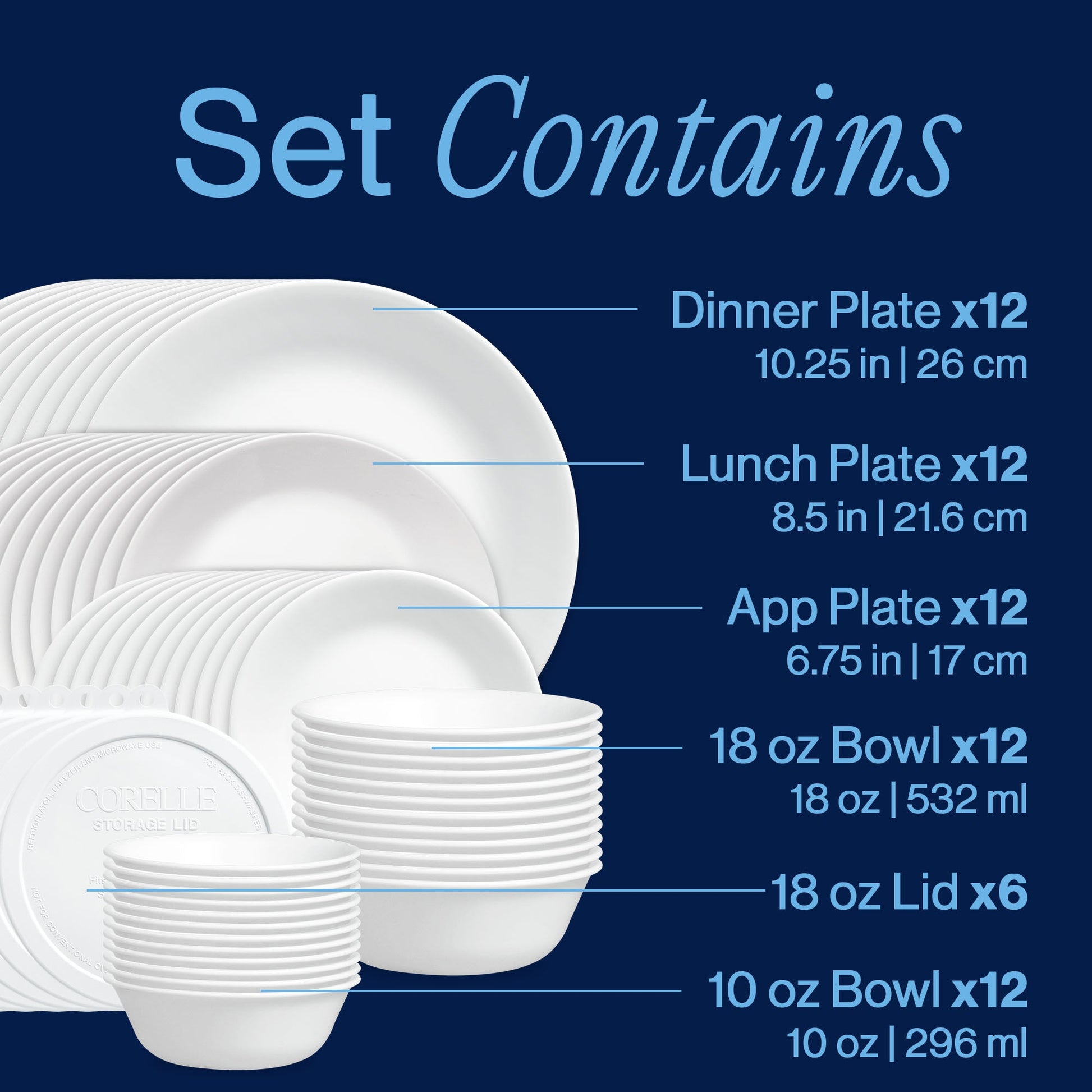 Corelle® Winter Frost White 66-piece Dinnerware Set, Service for 12