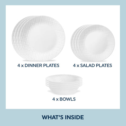 Corelle® Linen Weave 12-piece Dinnerware Set, Service for 4