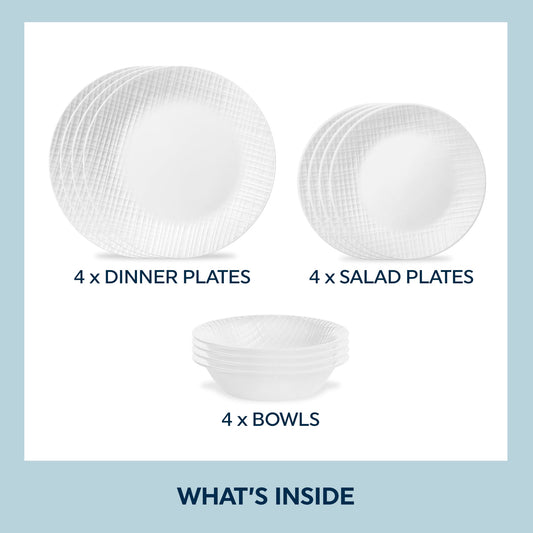 Corelle® Linen Weave 12-piece Dinnerware Set, Service for 4