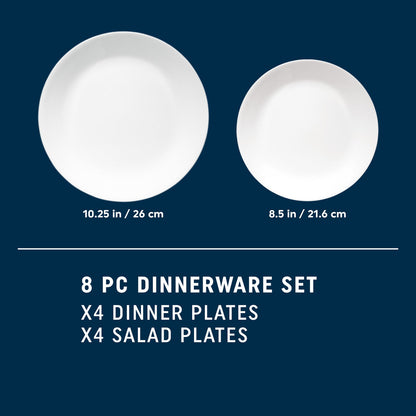 Corelle® Shimmering White Salad and Dinner Plates Set, 8-pack