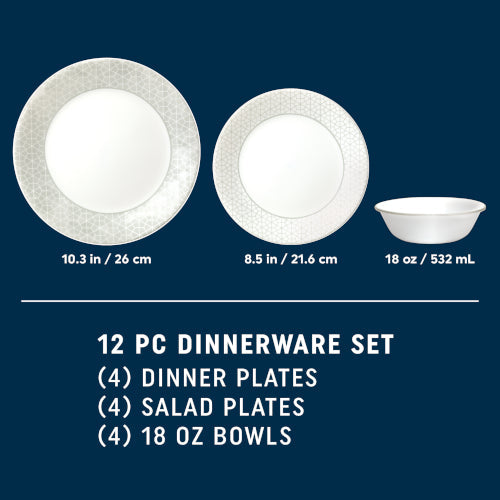 Corelle® Knox 12-piece Dinnerware Set, Service for 4
