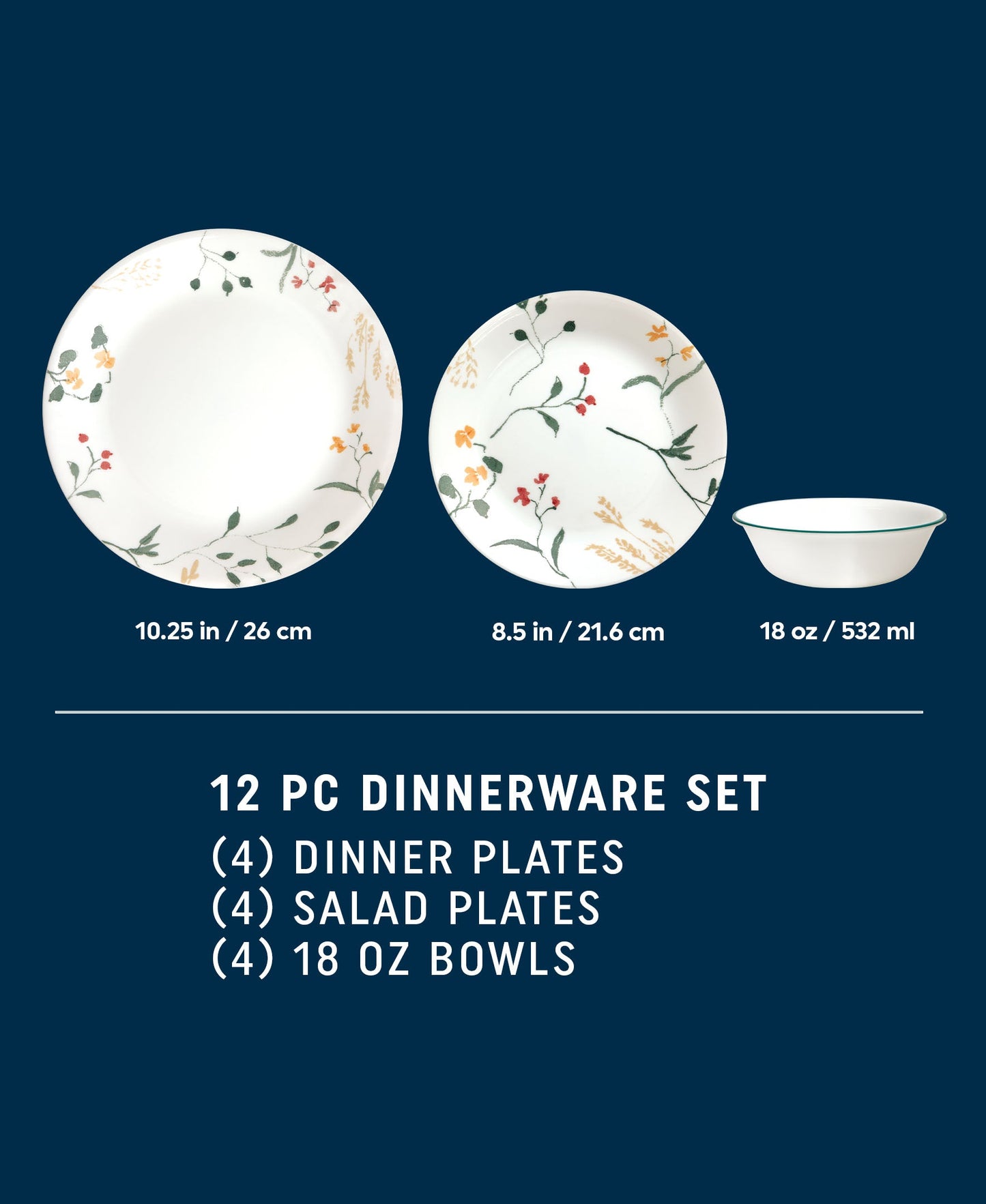Corelle® Wildflower Scatter 12-piece Dinnerware Set, Service for 4