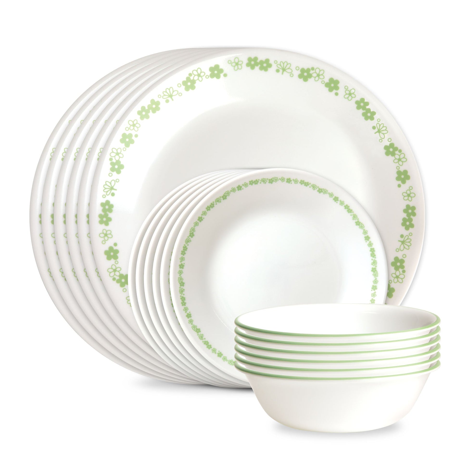 Corelle® Spring Blossom Green 18-piece Dinnerware Set, Service for 6