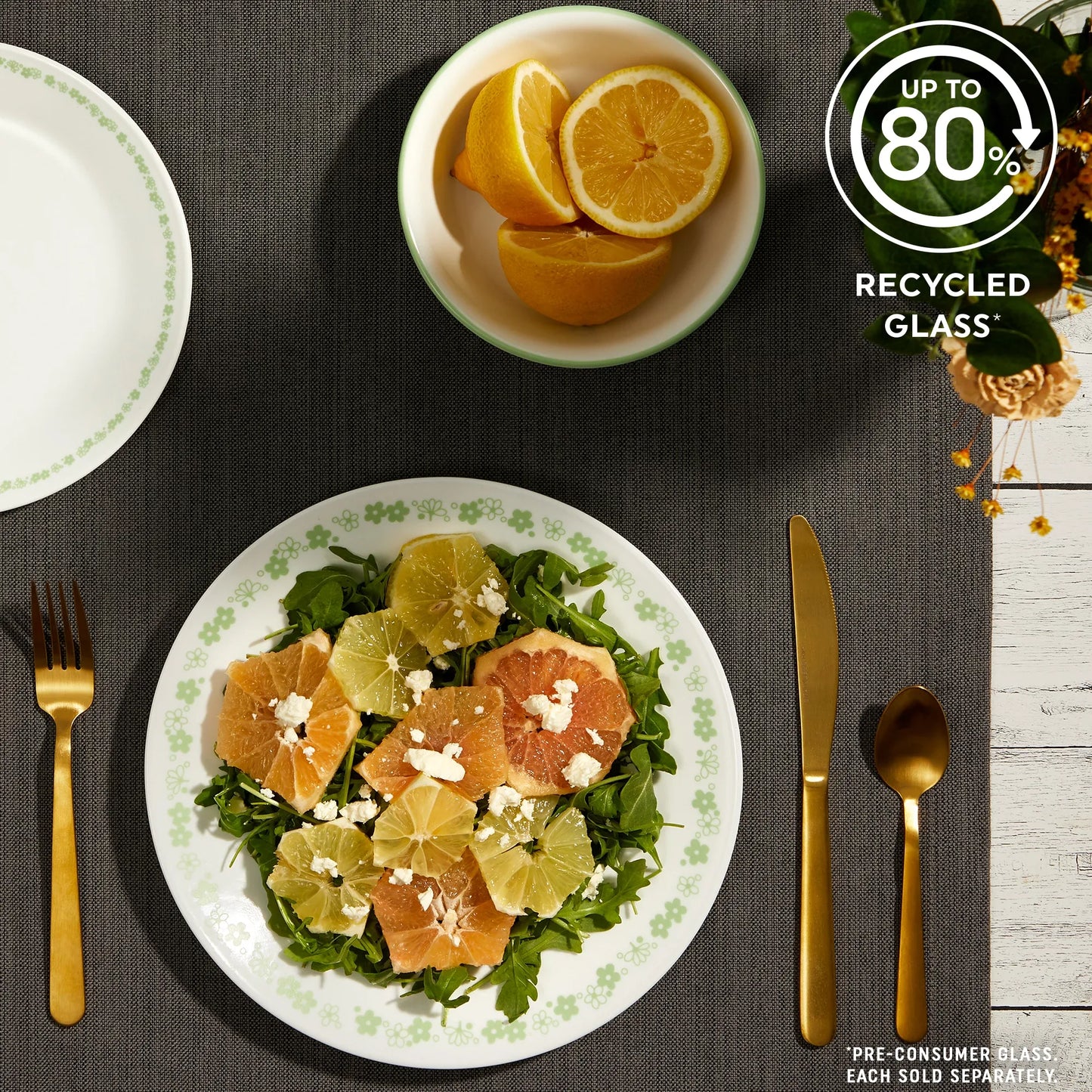 Corelle® Spring Blossom Green 8.5" Salad Plate