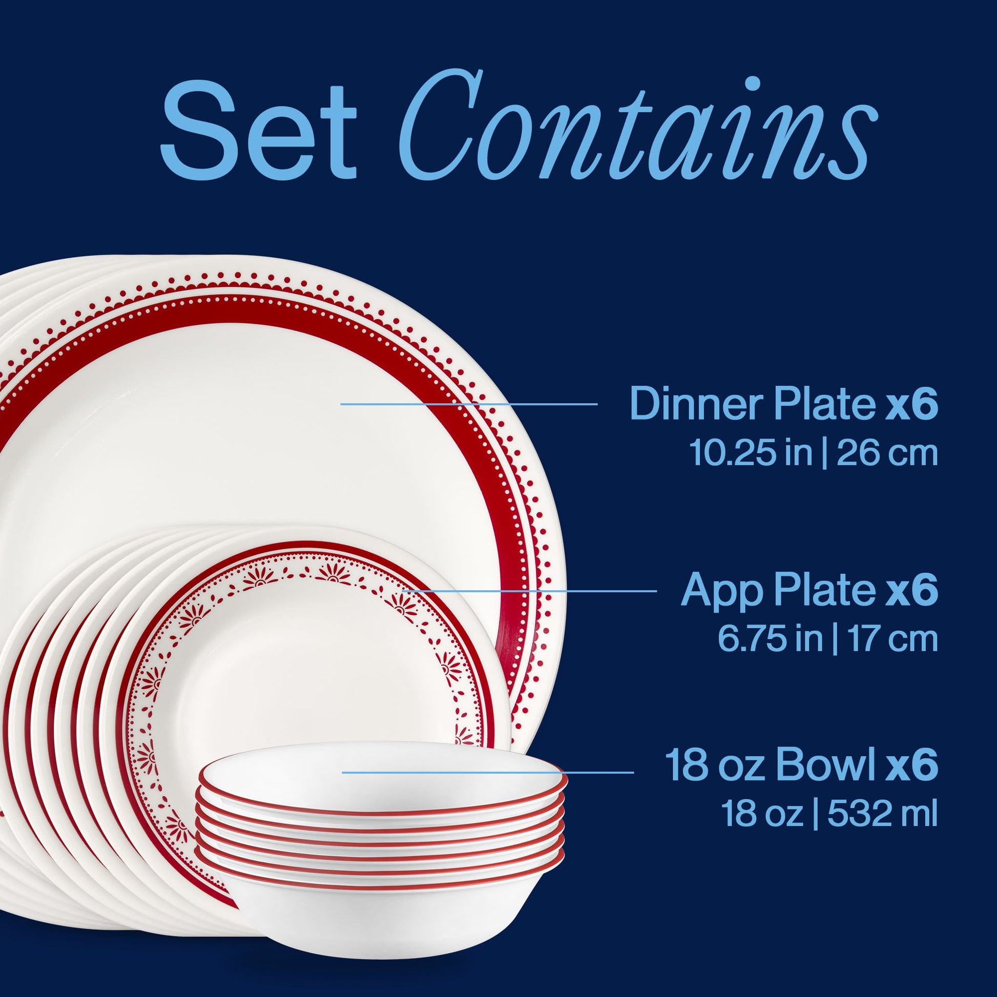 Corelle® Sadie 18-piece Dinnerware Set, Service for 6