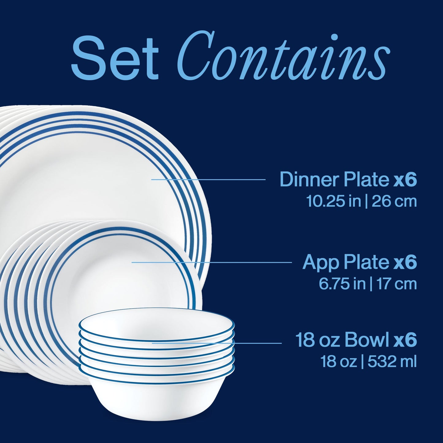 Corelle® Laila 18-piece Dinnerware Set, Service for 6
