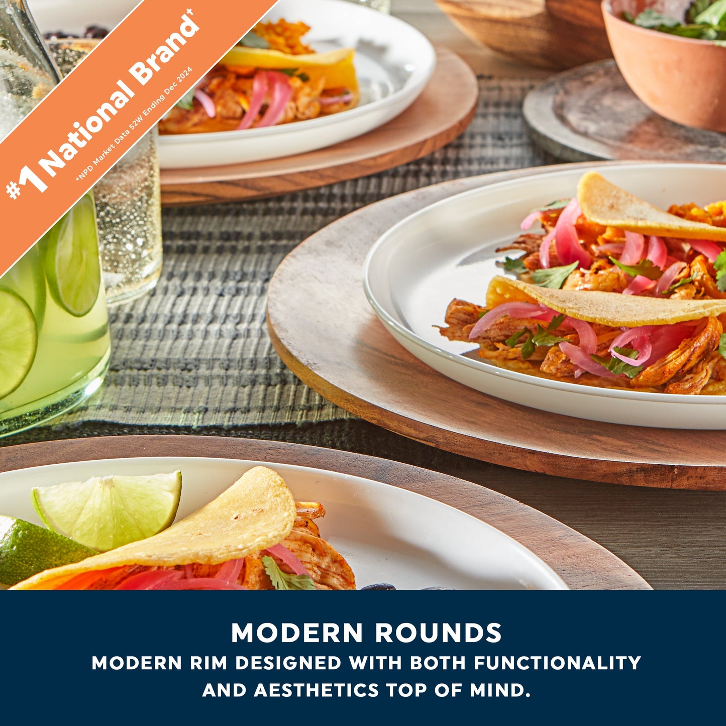 Corelle® Modern Rounds Dinnerware Set – Service for 4 + Meal Bowls