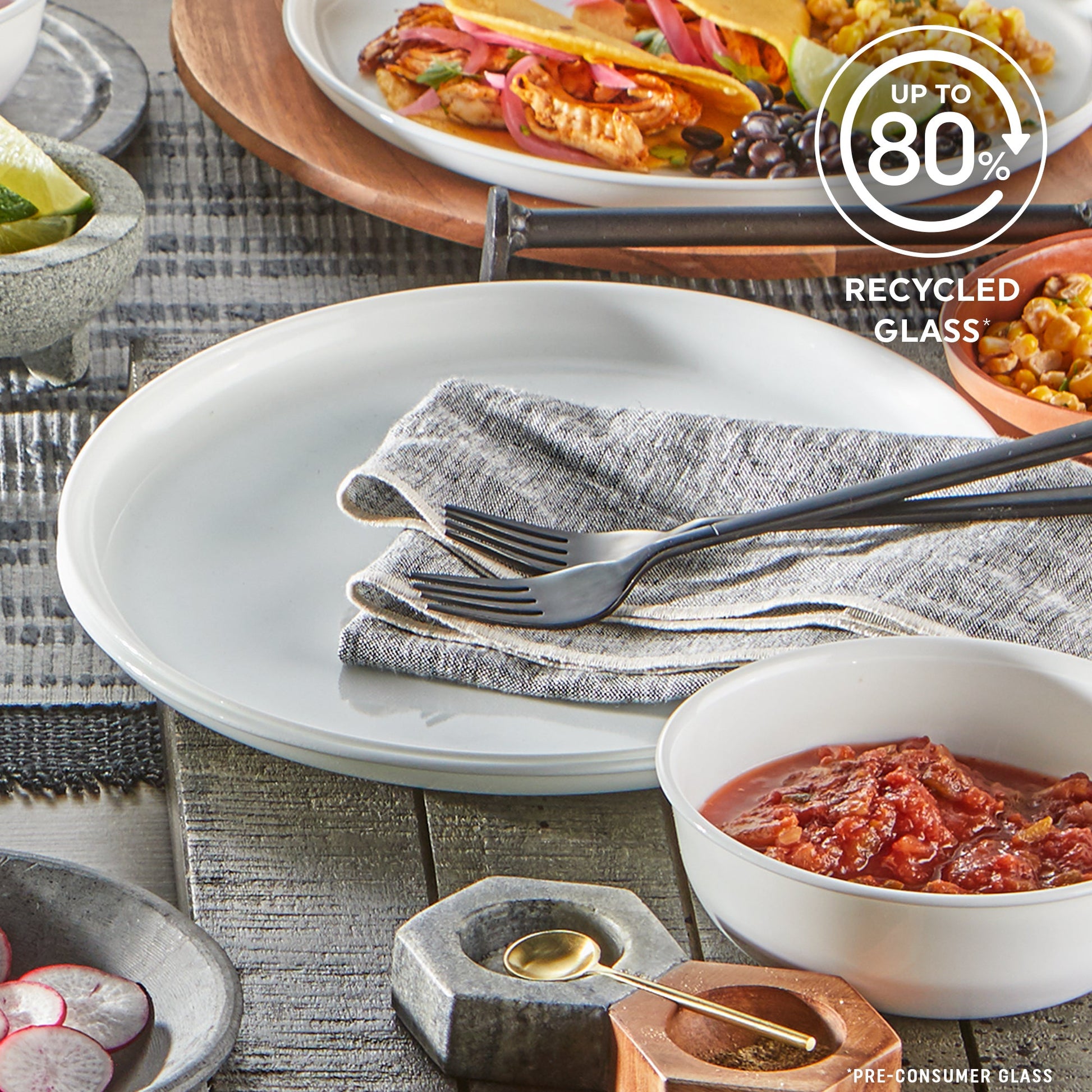 Corelle® Modern Rounds Dinnerware Set – Service for 4 + Meal Bowls