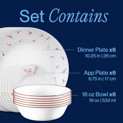 Corelle® Sweet Flora 18-piece Dinnerware Set, Service for 6