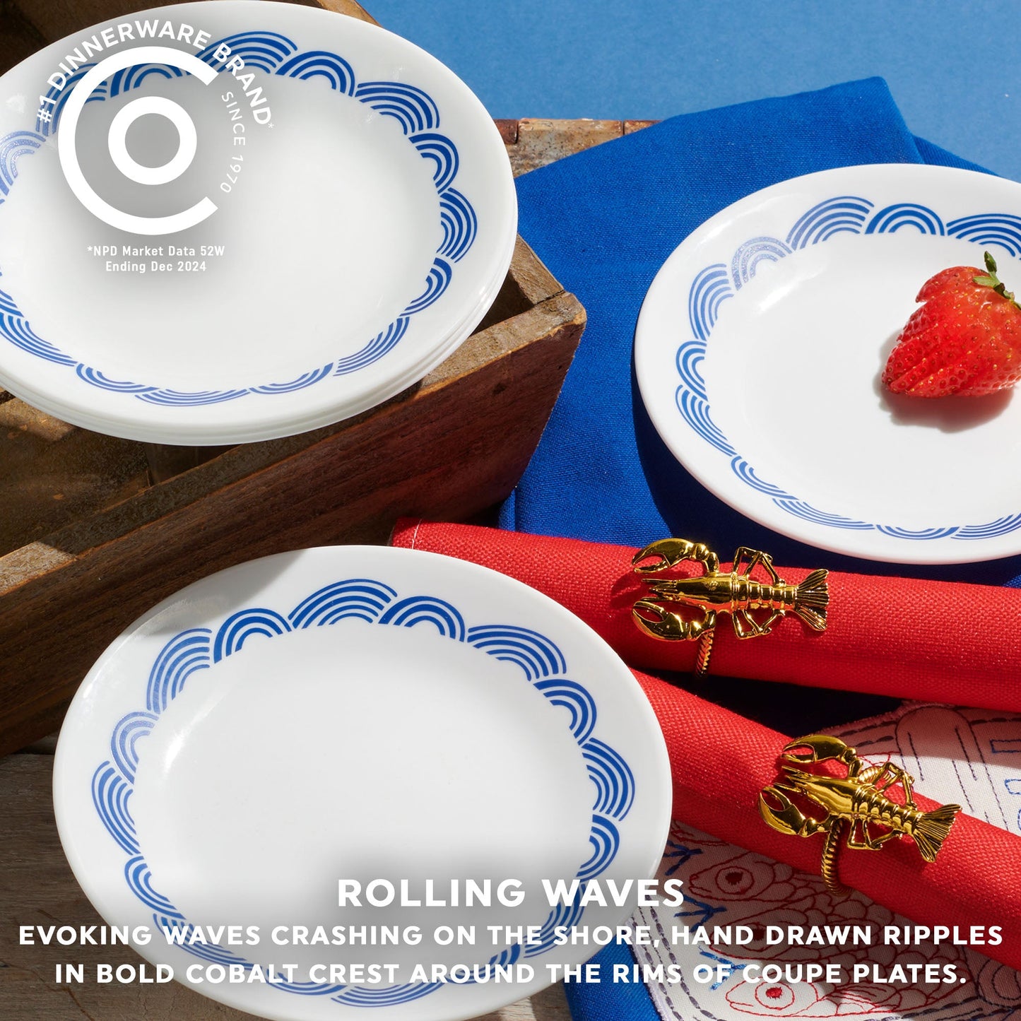 Corelle® Rolling Waves 8.5" Lunch Plate, 6-pack
