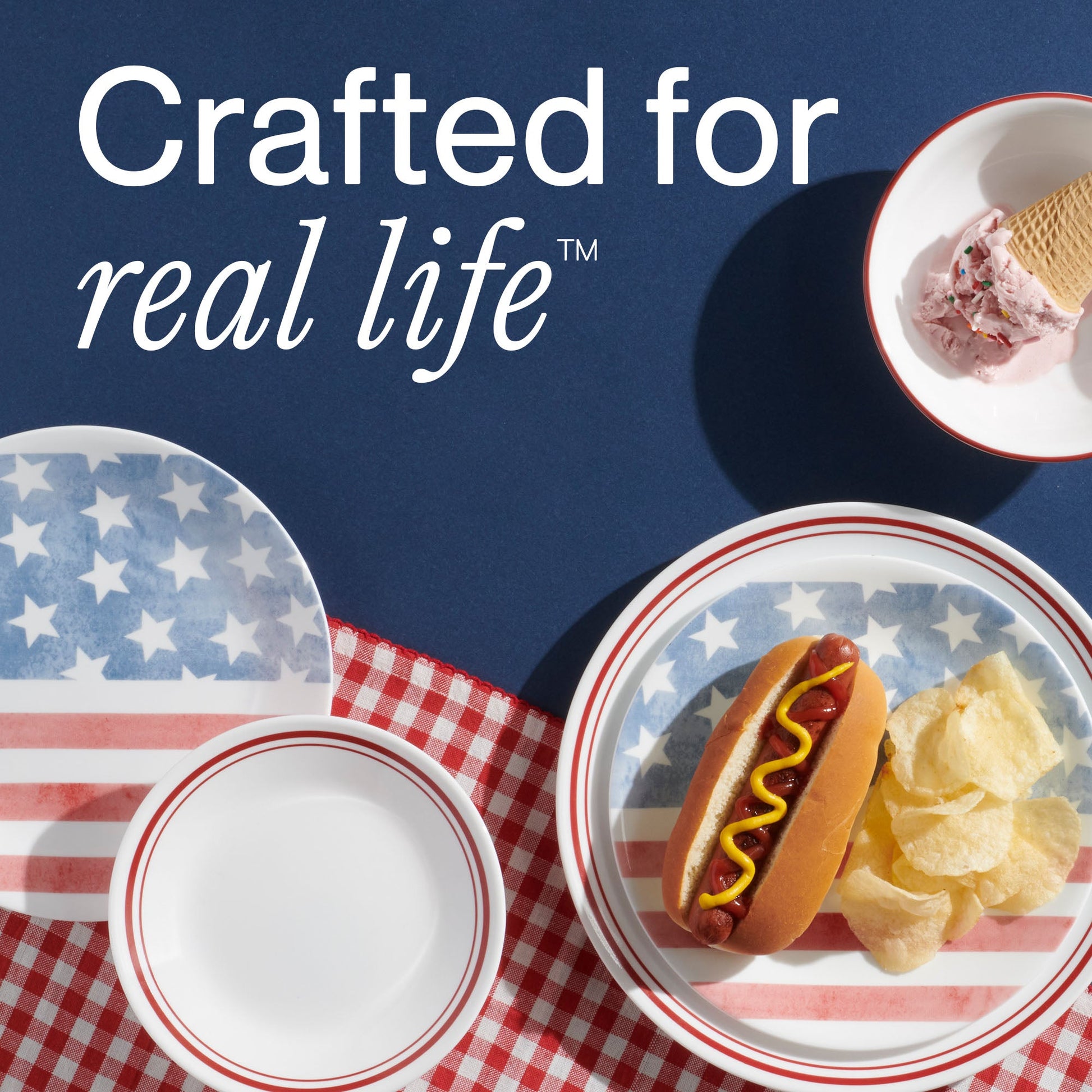 Corelle® Red, White, and Blue 8.5" Lunch Plate, 6-pack