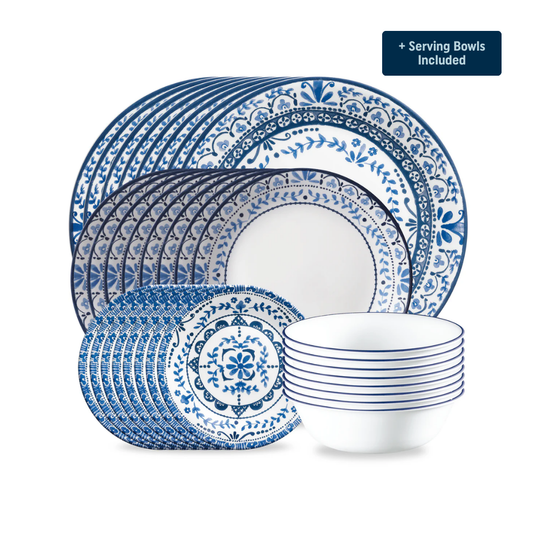 Corelle® Portofino Dinnerware Set – Service for 8 + Serving Bowls