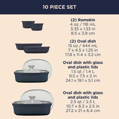 CorningWare® French Colors 10-piece Oval Bakeware Set, Navy